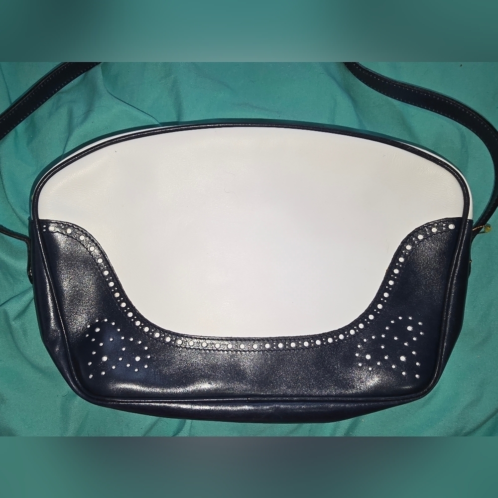 Salvatore Ferragamo Blue and White Shoulder Bag with Luxurious Design